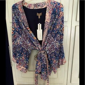 Anthropologie floral belted kimono one size.